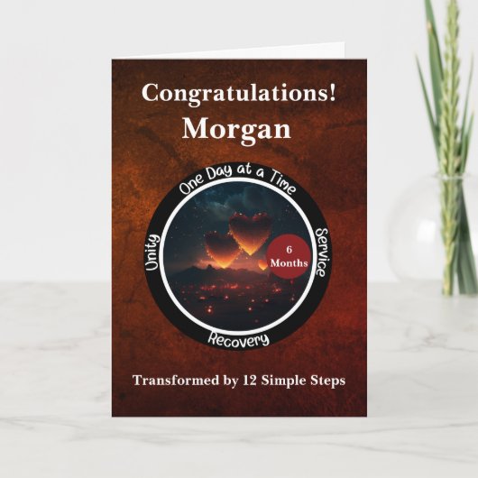 パーソナライズされた禁酒マイルストーンカード - ハート カード (正面)