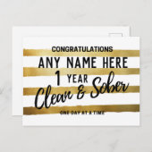 パーソナライズされた禁酒 12 ステップ回復マイルストーン ポストカード (正面/裏面)