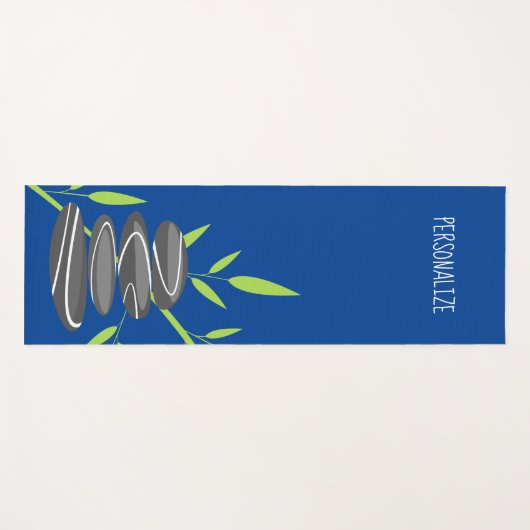 パーソナライズされた禅石と竹青 ヨガマット (正面(横))