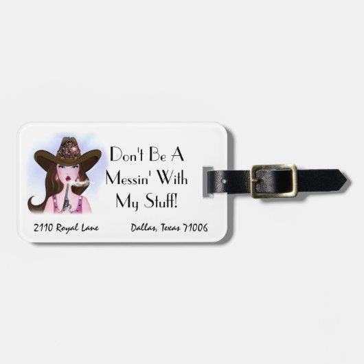 「パーソナライズされた私の物を汚すな!」 ラゲッジタグ (正面横)