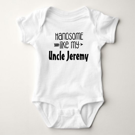 「パーソナライズされた私みたいなハンサム」 ベビーボディスーツ (正面)
