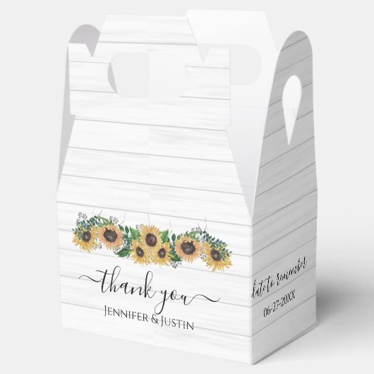 パーソナライズされた秋のひまわり結婚式 フェイバーボックス (オープン)