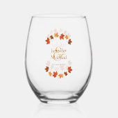 パーソナライズされた秋の結婚式のカ離れエデル ステムなしワイングラス (正面)