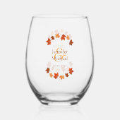 パーソナライズされた秋の結婚式のカ離れエデル ステムなしワイングラス (裏面)