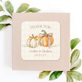 パーソナライズされた秋の結婚式素朴秋サンキュー スクエアシール