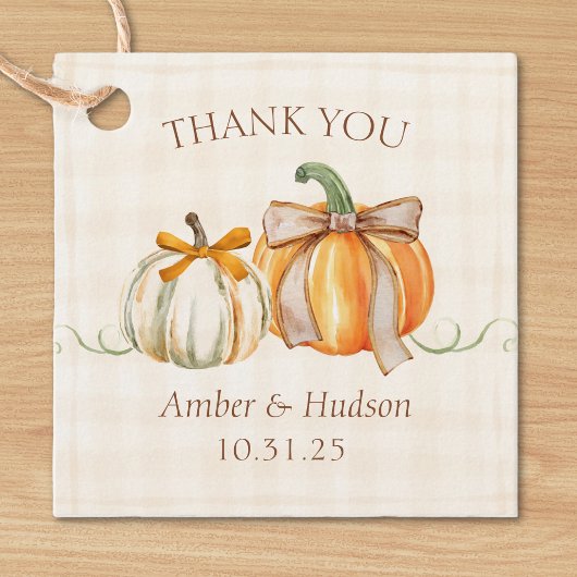 パーソナライズされた秋の結婚式素朴秋サンキュー フェイバータグ