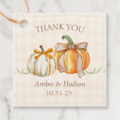 パーソナライズされた秋の結婚式素朴秋サンキュー フェイバータグ (正面)