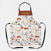パーソナライズされた秋ウォーターカラーガーデンオールオーバープリント エプロン (正面)