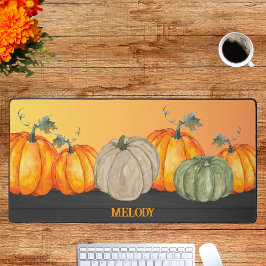 パーソナライズされた秋オフィスデコール秋カラーパンプキンス デスクマット