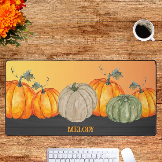 パーソナライズされた秋オフィスデコール秋カラーパンプキンス デスクマット