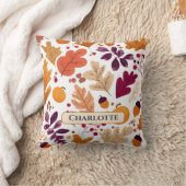 パーソナライズされた秋ピロー – 紅葉&どんぐり クッション (ブランケット)