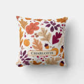 パーソナライズされた秋ピロー – 紅葉&どんぐり クッション (正面)