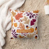 パーソナライズされた秋ピロー – 紅葉&どんぐり クッション (ブランケット)