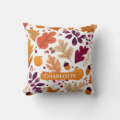 パーソナライズされた秋ピロー – 紅葉&どんぐり クッション (正面)