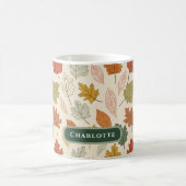 パーソナライズされた秋リーフ名ギフト コーヒーマグカップ (中央)