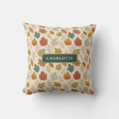 パーソナライズされた秋リーフ名ピロー クッション (正面)