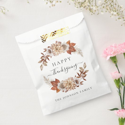 パーソナライズされた秋素朴フローラハッピーサンクスギビング フェイバーバッグ (封をした状態)