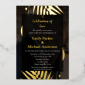 パーソナライズされた秋結婚葉カード 箔招待状 (正面)