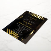 パーソナライズされた秋結婚葉カード 箔招待状 (回転した状態)