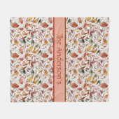 パーソナライズされた秋色離れ緑オレンジレッド フリースブランケット (正面(横))