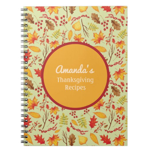 パーソナライズされた秋/紅葉仕訳帳 ノートブック (正面)