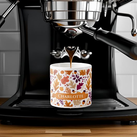 パーソナライズされた秋-紅葉名とコーン名 エスプレッソカップ
