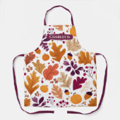 パーソナライズされた秋-紅葉名とコーン名 エプロン (正面)