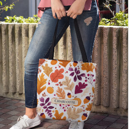 パーソナライズされた秋-紅葉名とコーン名 トートバッグ