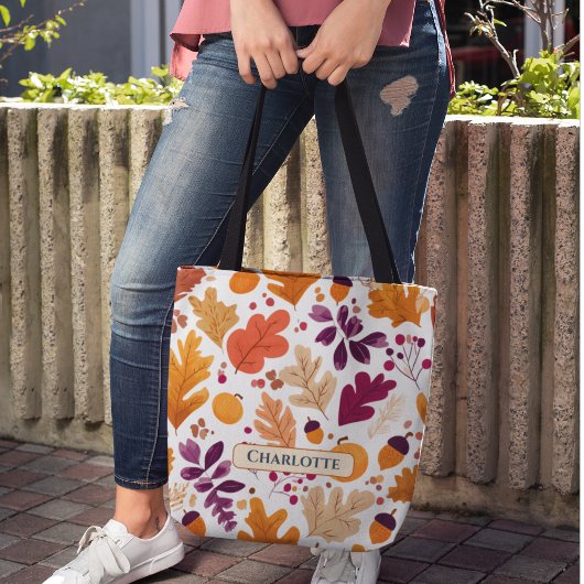 パーソナライズされた秋-紅葉名とコーン名 トートバッグ