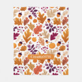 パーソナライズされた秋-紅葉名とコーン名 フリースブランケット (正面)