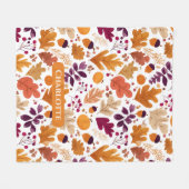 パーソナライズされた秋-紅葉名とコーン名 フリースブランケット (正面(横))