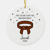 パーソナライズされた空手ブラウンベルトテコンドー セラミックオーナメント (正面)