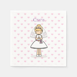 パーソナライズされた第一聖餐式の女の子 スタンダードカクテルナプキン