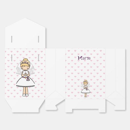 パーソナライズされた第一聖餐式の女の子 フェイバーボックス (見開き)