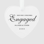 パーソナライズされた第1クリスマス婚約ハート オーナメント (正面)