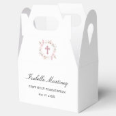 パーソナライズされた第1コミュニオンピンクフローラクロス フェイバーボックス (オープン)