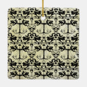 パーソナライズされた第1回クリスマスシャンデリアのダマスク写真 セラミックオーナメント (裏面)