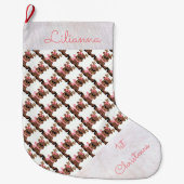 パーソナライズされた第1回クリスマスストッキング/かわいいトナカイ ラージクリスマスストッキング (正面)
