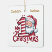 パーソナライズされた第1回クリスマス女子ボーイサンタセラミック セラミックオーナメント (左)