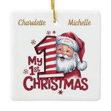 パーソナライズされた第1回クリスマス女子ボーイサンタセラミック