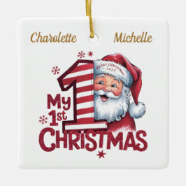 パーソナライズされた第1回クリスマス女子ボーイサンタセラミック セラミックオーナメント