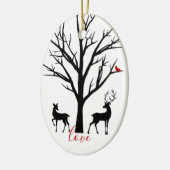 パーソナライズされた第1回クリスマス愛の鹿カップル セラミックオーナメント (左)