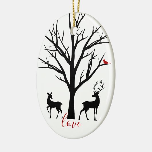 パーソナライズされた第1回クリスマス愛の鹿カップル セラミックオーナメント (左)