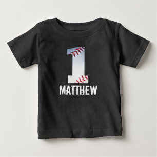 パーソナライズされた第1期バースデーベースボールシャツ ベビーTシャツ