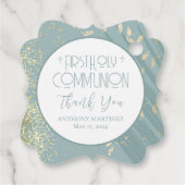 パーソナライズされた第1聖餐式ブルー金ゴールド十字架 フェイバータグ (裏面)