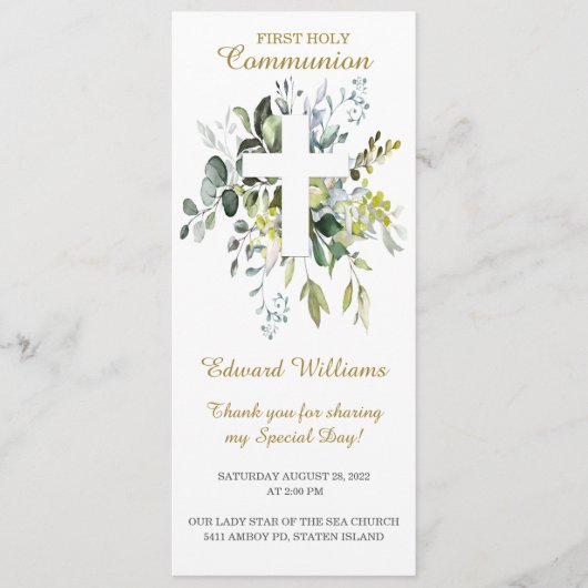 パーソナライズされた第1通信祈りの言葉 メニュー (正面)