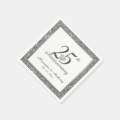 パーソナライズされた第25回シルバ結婚ー記念日ハート スタンダードカクテルナプキン (角)