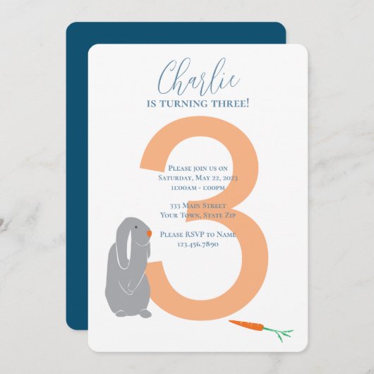 パーソナライズされた第3期バニモダンー招待状 招待状 (正面/裏面)