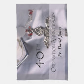 パーソナライズされた第40回コーディネーション記念日おめでとう キッチンタオル (縦)