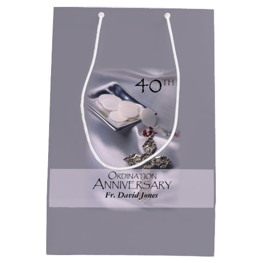 パーソナライズされた第40回コーディネーション記念日おめでとう ミディアムペーパーバッグ (裏面)